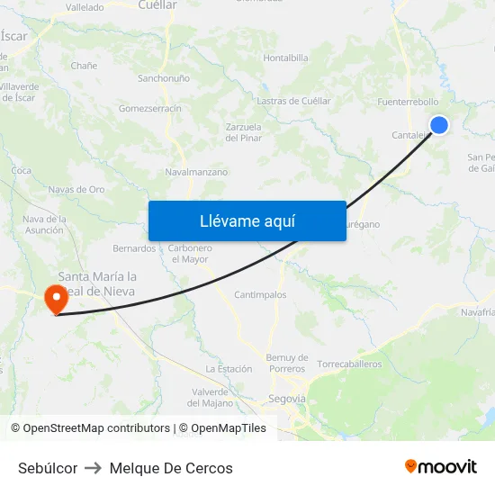 Sebúlcor to Melque De Cercos map
