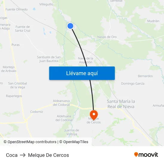 Coca to Melque De Cercos map