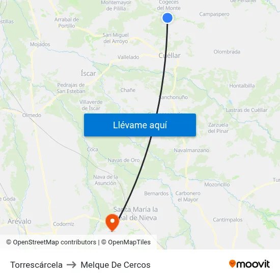 Torrescárcela to Melque De Cercos map