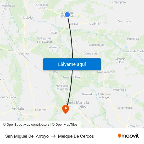 San Miguel Del Arroyo to Melque De Cercos map