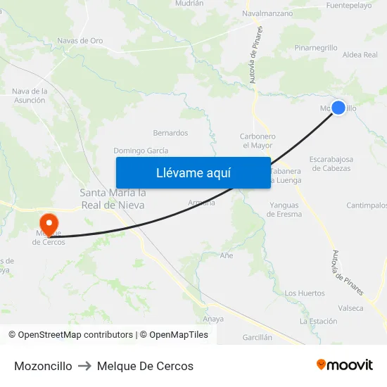 Mozoncillo to Melque De Cercos map