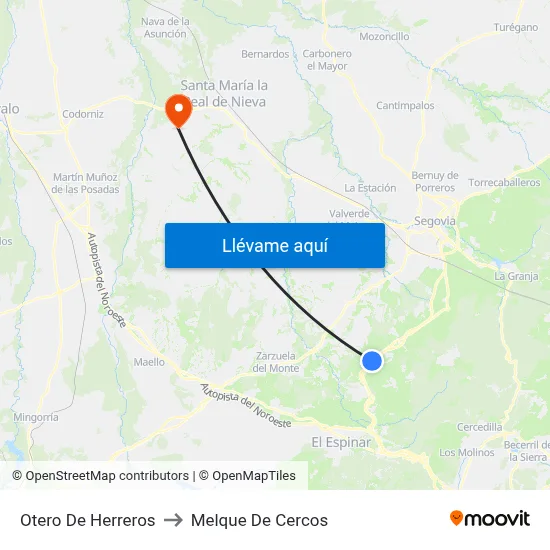 Otero De Herreros to Melque De Cercos map