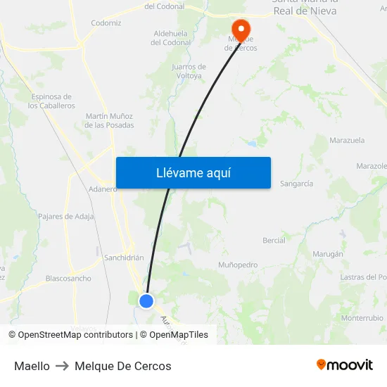 Maello to Melque De Cercos map