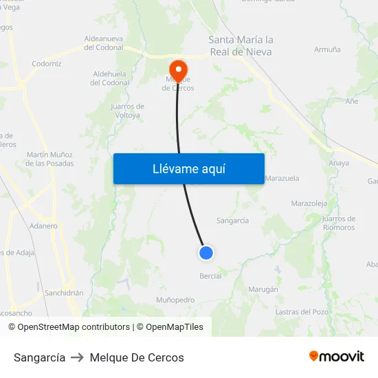 Sangarcía to Melque De Cercos map