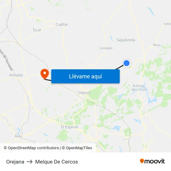 Orejana to Melque De Cercos map
