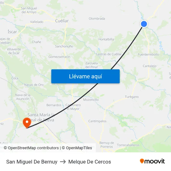 San Miguel De Bernuy to Melque De Cercos map
