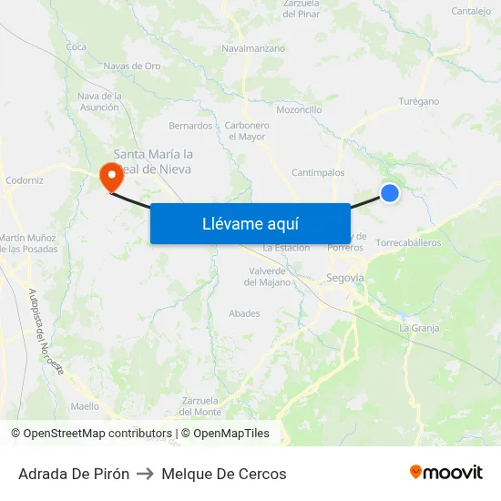 Adrada De Pirón to Melque De Cercos map