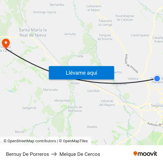 Bernuy De Porreros to Melque De Cercos map