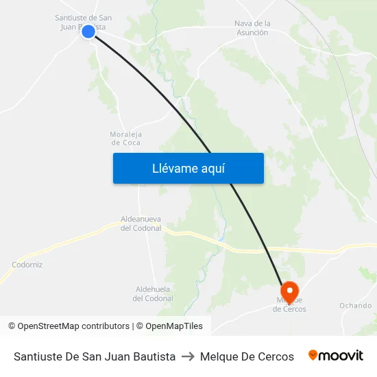 Santiuste De San Juan Bautista to Melque De Cercos map