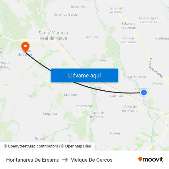 Hontanares De Eresma to Melque De Cercos map