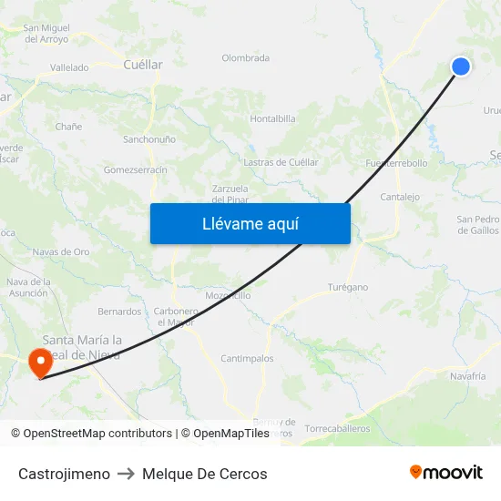 Castrojimeno to Melque De Cercos map