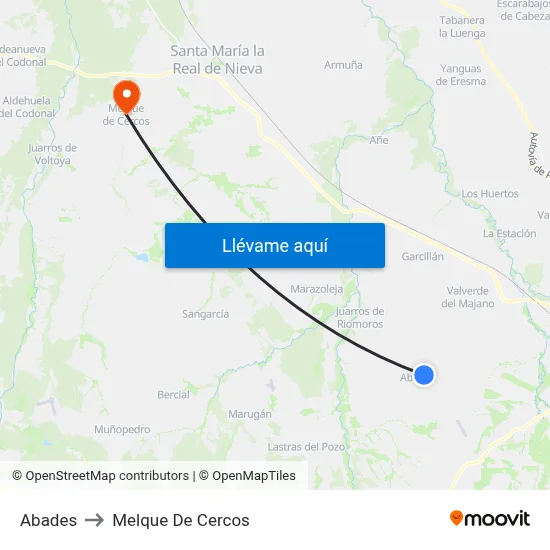 Abades to Melque De Cercos map