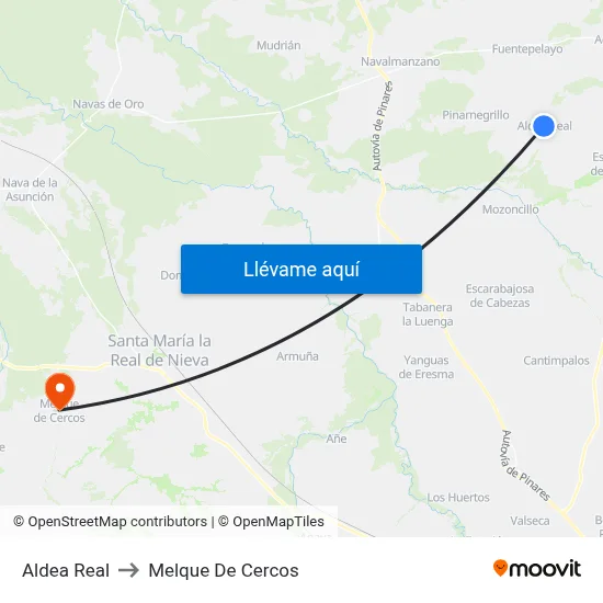 Aldea Real to Melque De Cercos map