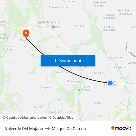 Valverde Del Majano to Melque De Cercos map