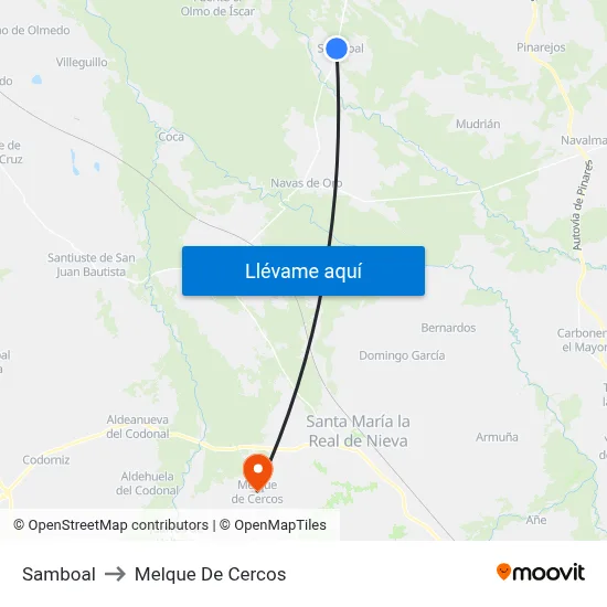 Samboal to Melque De Cercos map