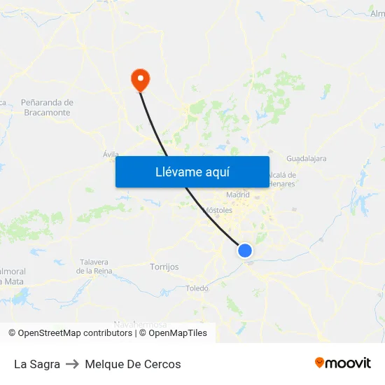 La Sagra to Melque De Cercos map