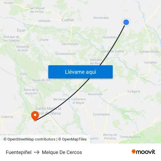 Fuentepiñel to Melque De Cercos map