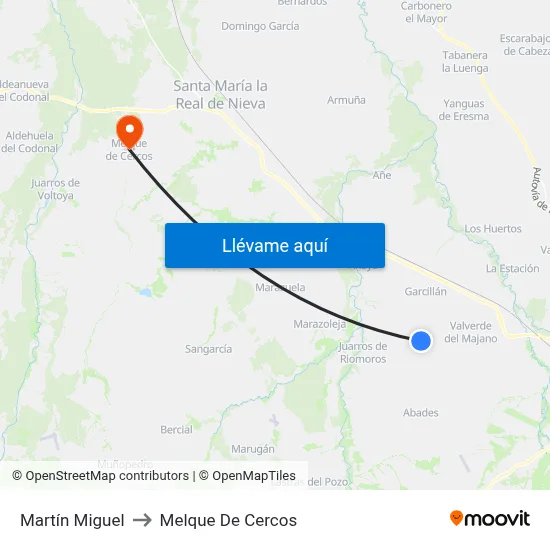 Martín Miguel to Melque De Cercos map