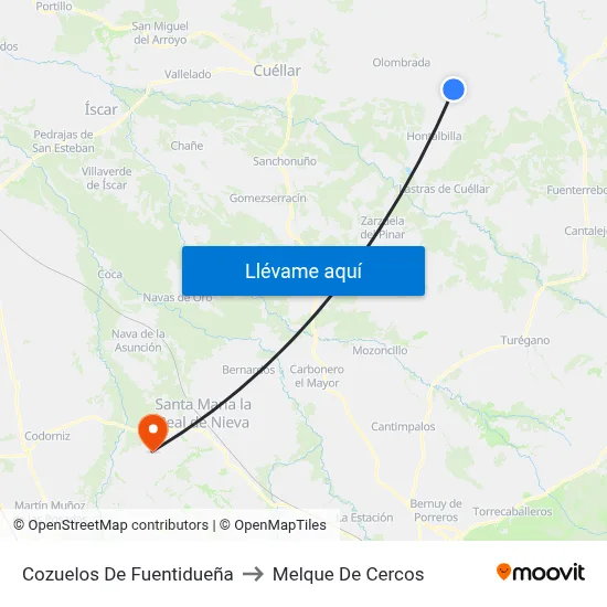 Cozuelos De Fuentidueña to Melque De Cercos map