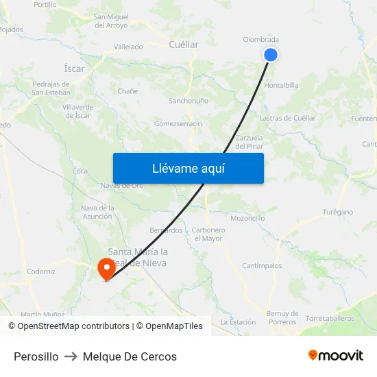 Perosillo to Melque De Cercos map