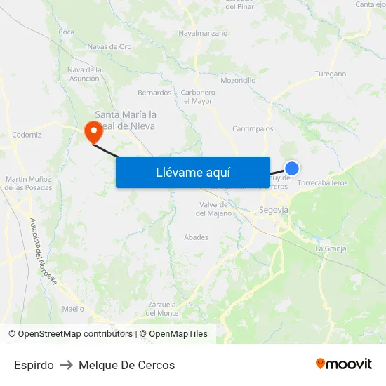Espirdo to Melque De Cercos map