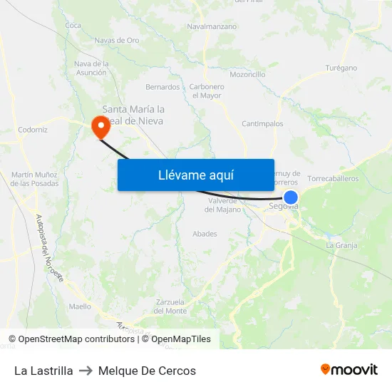 La Lastrilla to Melque De Cercos map