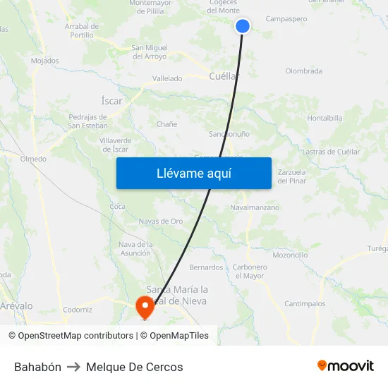 Bahabón to Melque De Cercos map
