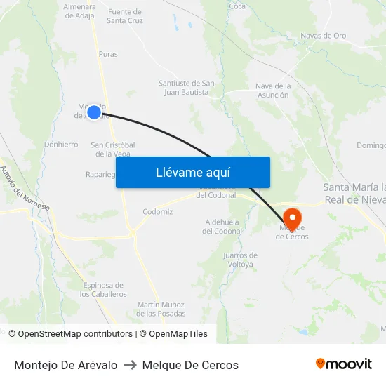 Montejo De Arévalo to Melque De Cercos map