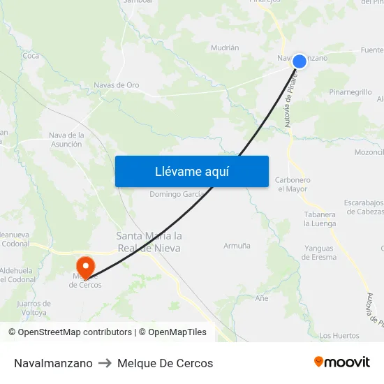 Navalmanzano to Melque De Cercos map