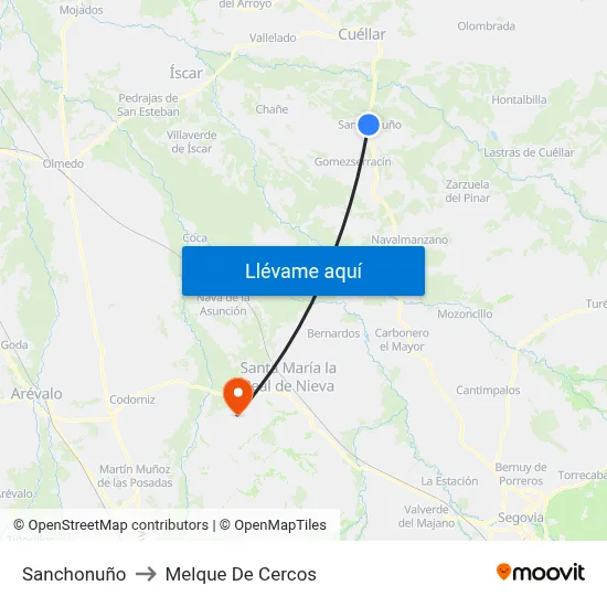 Sanchonuño to Melque De Cercos map
