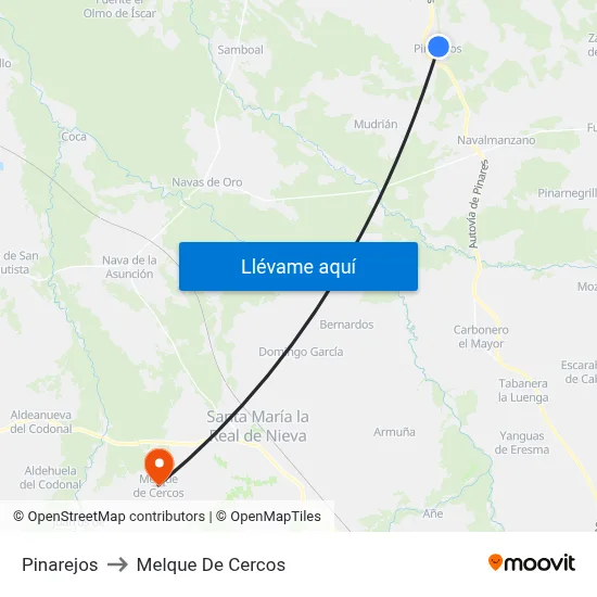Pinarejos to Melque De Cercos map
