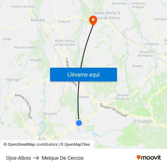 Ojos-Albos to Melque De Cercos map