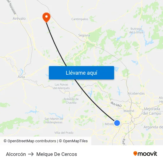 Alcorcón to Melque De Cercos map