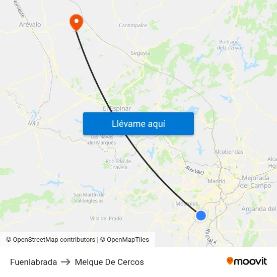 Fuenlabrada to Melque De Cercos map