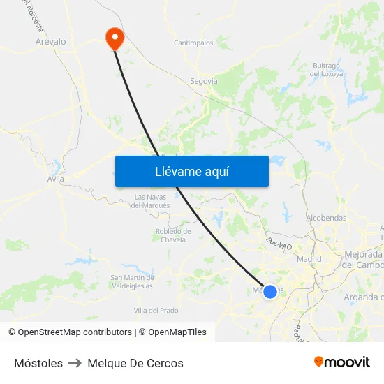 Móstoles to Melque De Cercos map