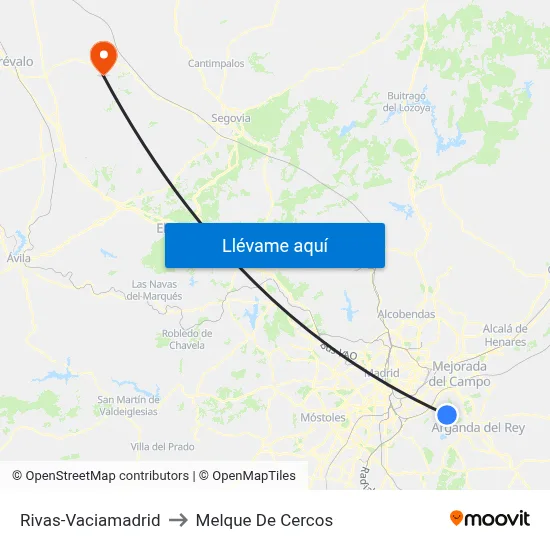 Rivas-Vaciamadrid to Melque De Cercos map