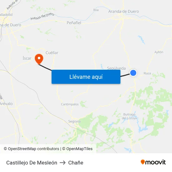 Castillejo De Mesleón to Chañe map