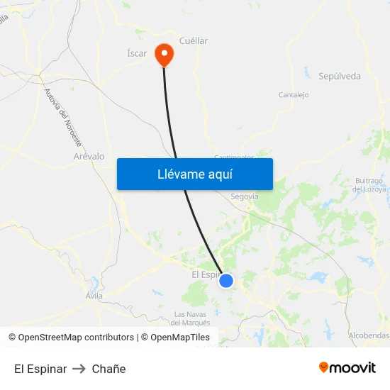 El Espinar to Chañe map