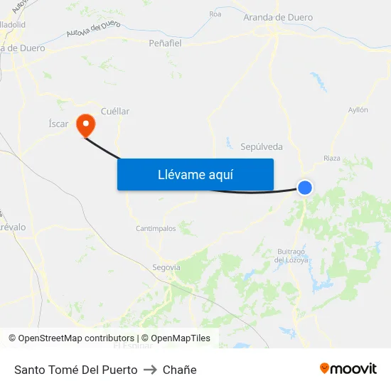 Santo Tomé Del Puerto to Chañe map