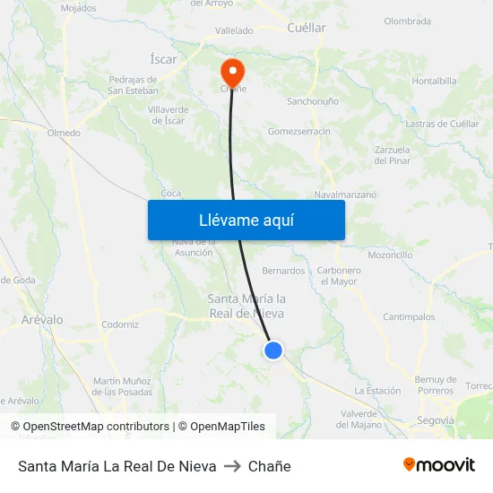Santa María La Real De Nieva to Chañe map