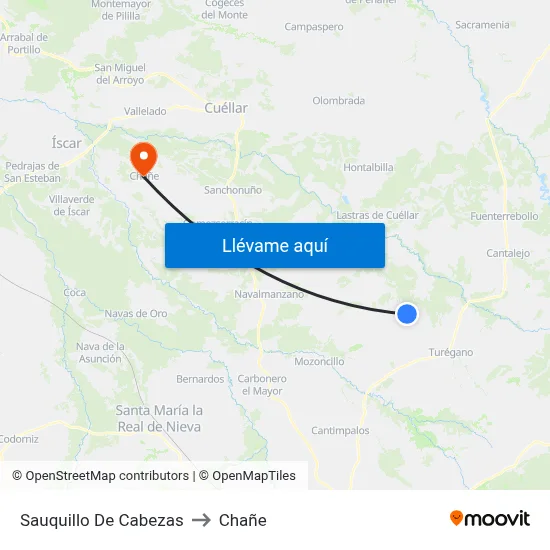 Sauquillo De Cabezas to Chañe map