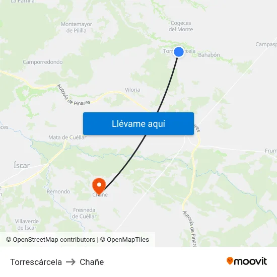 Torrescárcela to Chañe map