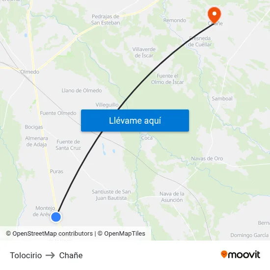 Tolocirio to Chañe map