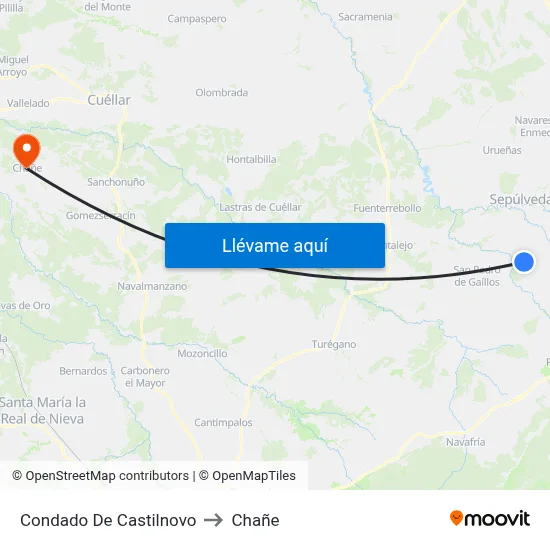 Condado De Castilnovo to Chañe map