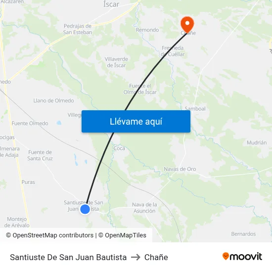 Santiuste De San Juan Bautista to Chañe map