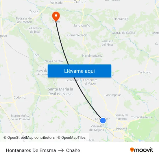Hontanares De Eresma to Chañe map