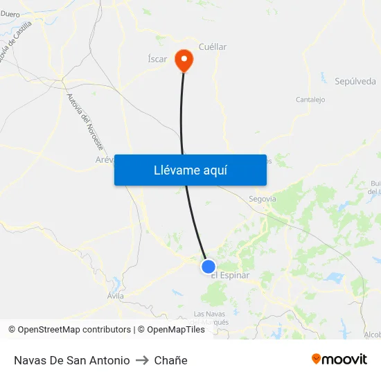 Navas De San Antonio to Chañe map