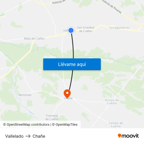 Vallelado to Chañe map
