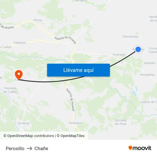 Perosillo to Chañe map