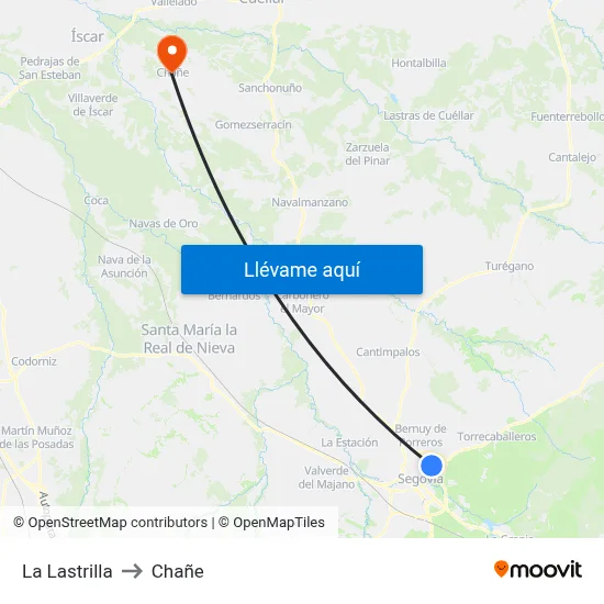 La Lastrilla to Chañe map